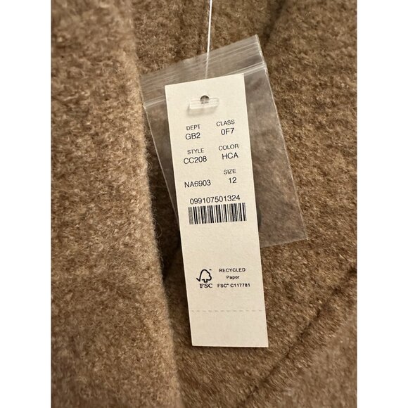J Crew Daphne Topcoat in Italian Boiled Wool Camel Tan Coat Sz 12 NEW $298 CC208 - Picture 3 of 6